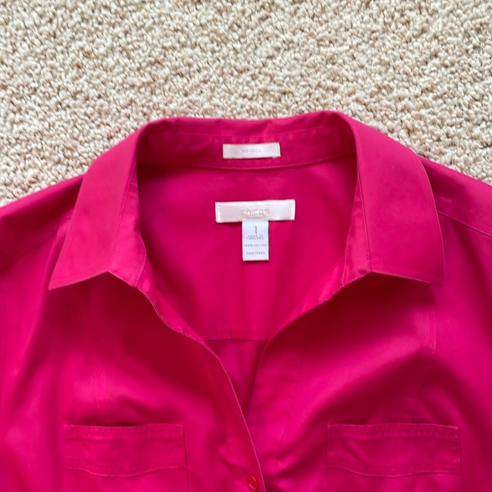 Chico's Hot Pink No Iron Short Sleeve Top - Picture 8 of 9